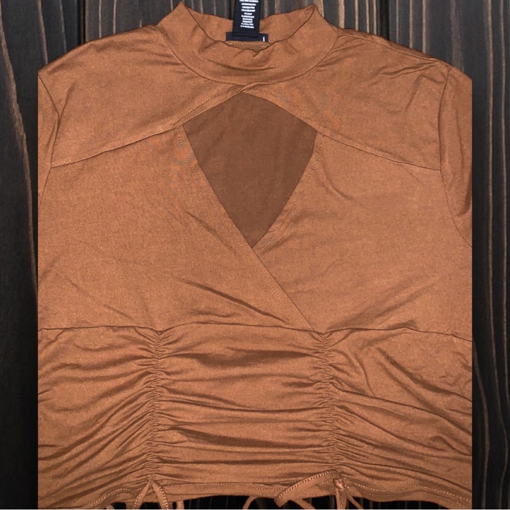 Long sleeve Copper Brown and slit shirt